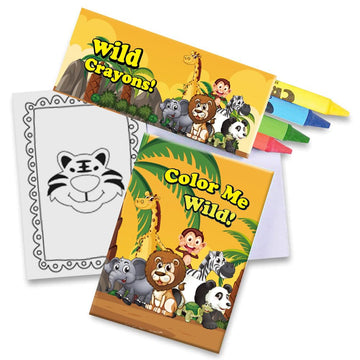 ArtCreativity Zoo Animal Mini Coloring Book Kit (12 Sets) Each Set Includes 1 Small Color Book and 4 Crayons- Zoo Theme Party Fa