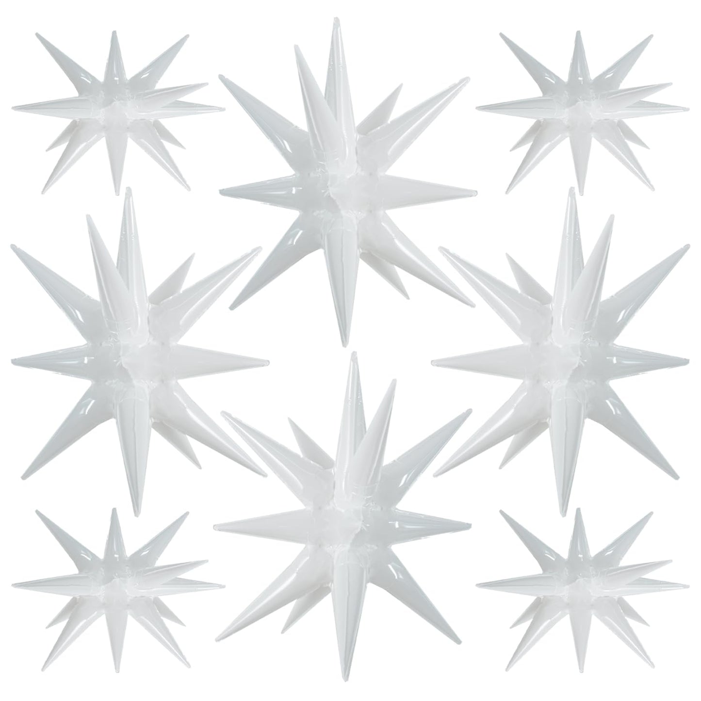 Toniful 8 Pcs White Star Foil Balloons Large Star Balloons White Explosion Star Mylar Balloons For Party Backdrop Christmas New