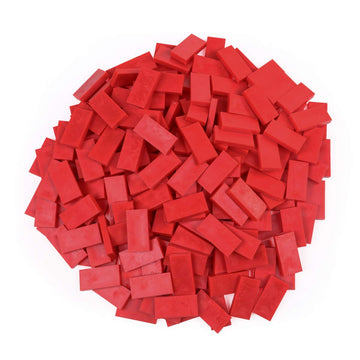 Bulk Dominoes Plastic Bulk 100pcs - Building and Stacking and Chain Reaction Toppling STEAM Toy Blocks for Kids (Red)