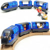 Battery Operated Wooden Train Track Set Toy High Speed For Toddlers 3 4 5 Years Old Boys Kids Magnetic Couplings City Vehicle With Figures