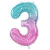 Gifloon Large Number 3 Balloon - 40 Inch Nylon Decoration, Space Gradient Color for 3rd Birthday Party