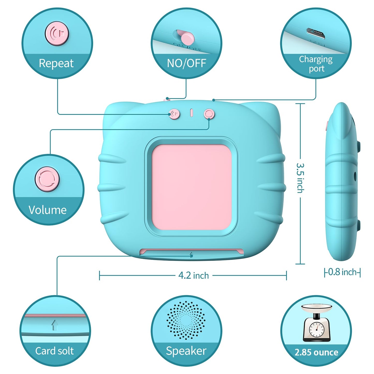 Kidzdo Pocket Speech Therapy Toys For Toddler - 254 Sight Words Talking Flash Cards With Music, Montessori Toys, Learning Educat