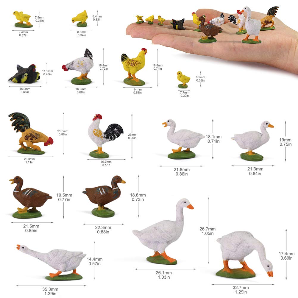 30Pcs O Gauge Farm Animal 1:43 Scale Painted Chicken Duck Goose Pvc Model Train Layout An4304-30-Amus
