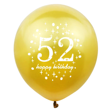 SHUNTAI 52nd Birthday Balloons, Black and Gold Latex Confetti, 12 inch, 15 Pieces, Rubber, SHUNTAI-52th Anniversary Party Supplies