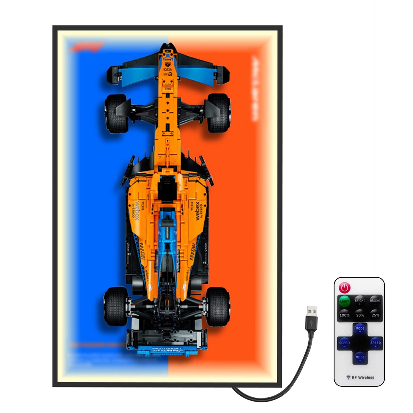 Car Wall Mounted For Lego Mclaren F1 42141, Display Wallboard With Led Lights For Lego Car, Adult Collectibles Car Wall Mount, G