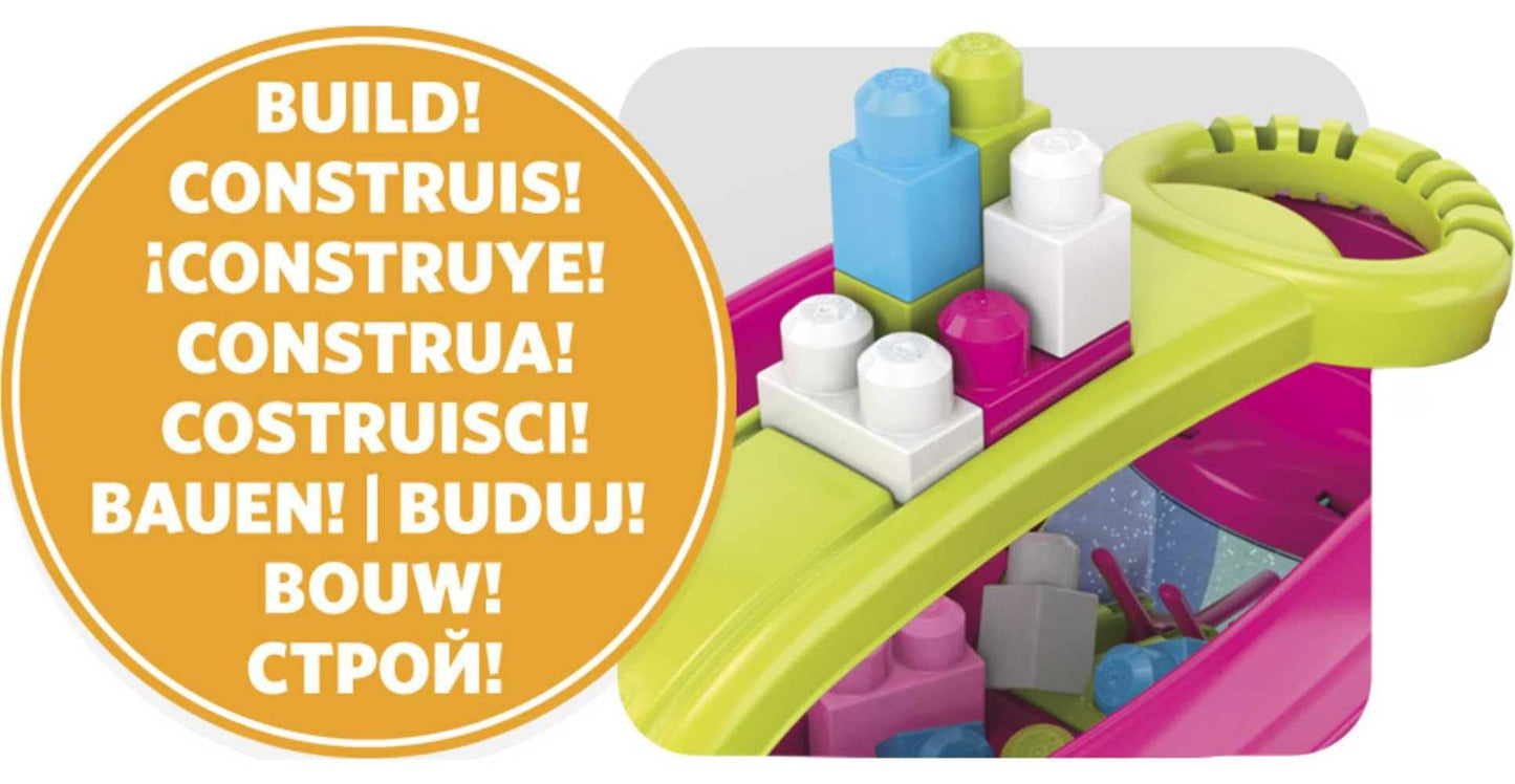 Mega Bloks Building Toy Blocks For Toddlers 1-3, Block Scooping Wagon Learning Toy With Storage - Pink