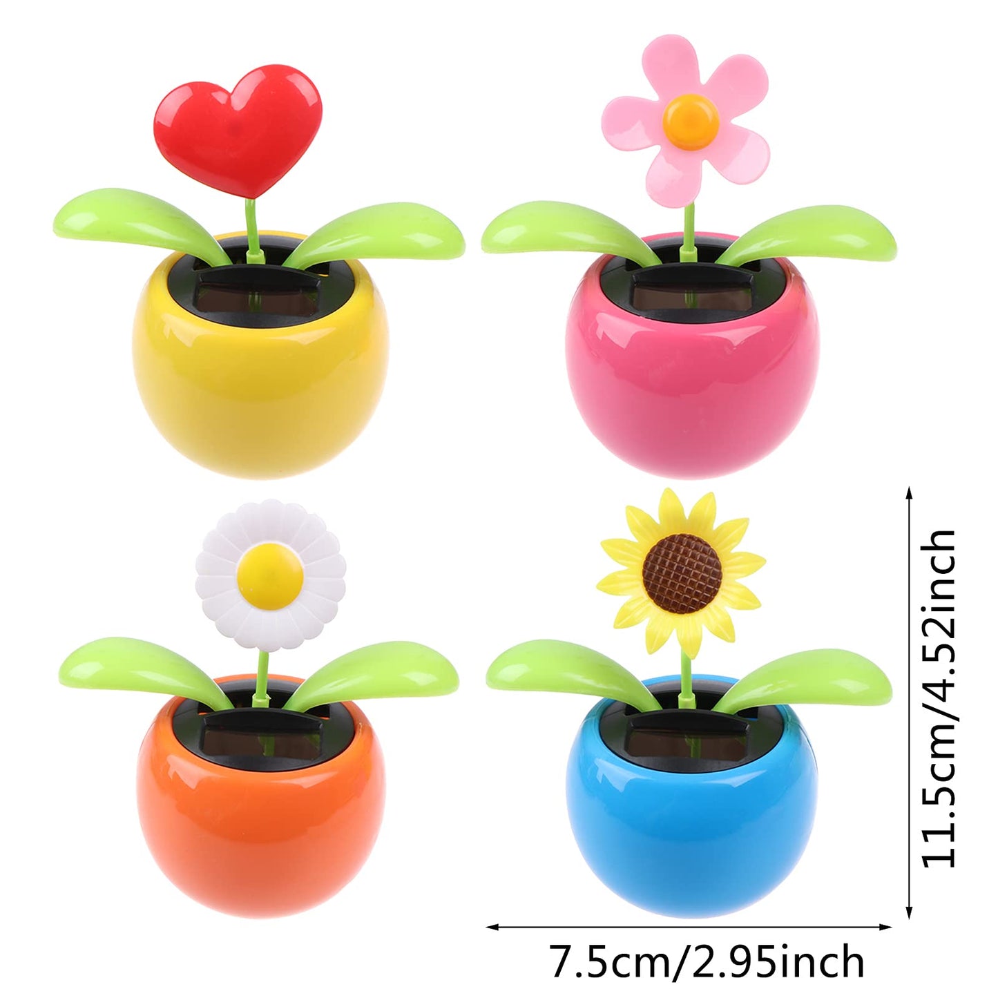 4 Solar Dancing Butterfly Toy Solar Powered Dancing Sun Flower In Colorful Pots Swinging Heart Flip Flap Animated Bobblehead Dan