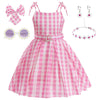 Btonai Girls Pink Costume for Kids Pink Plaid Dressgirls 70s80s Outfits Halloween Party 7-12Y