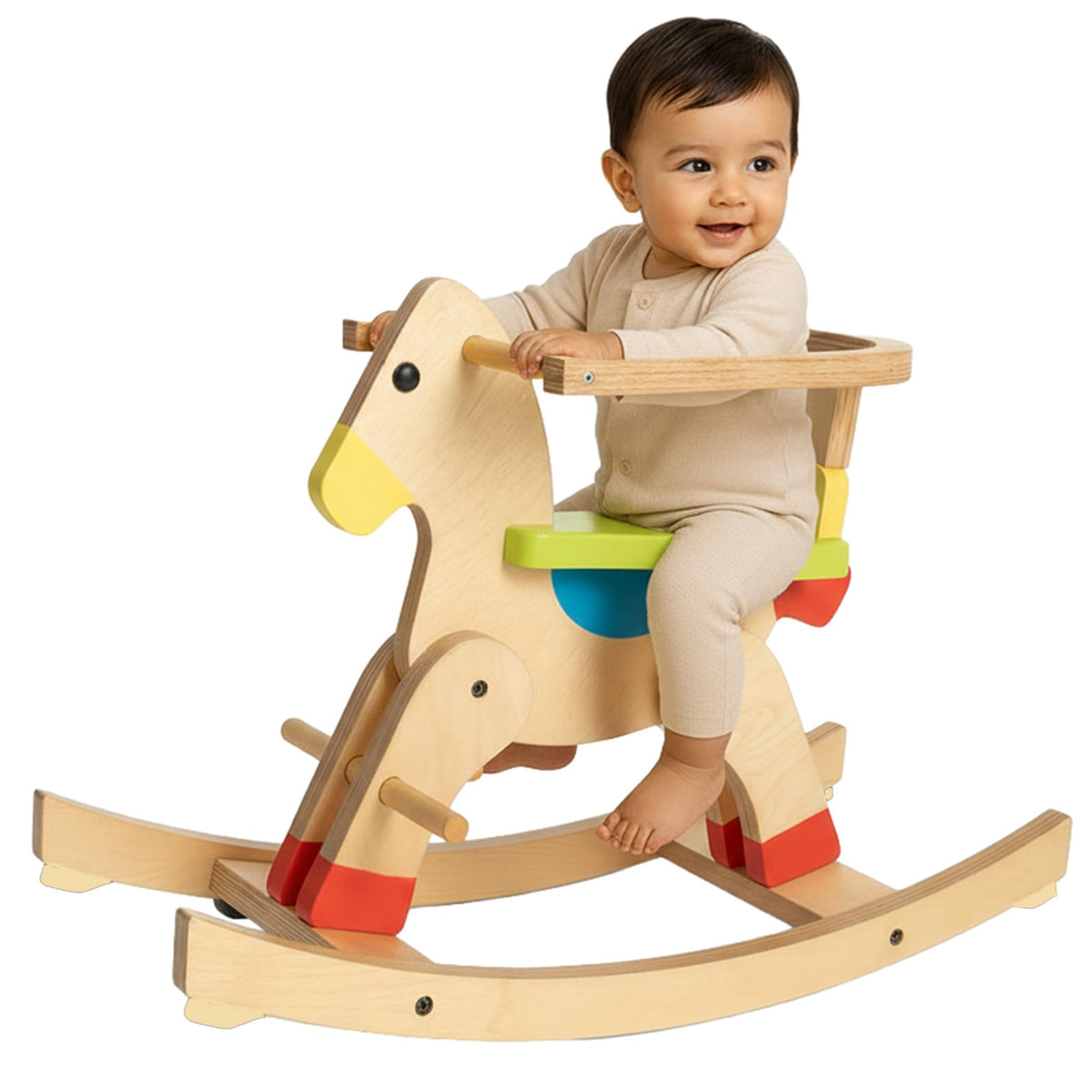Shumee Wooden Rocking Horse Ride On Toy | (15 Years) | Backrest & Footrest