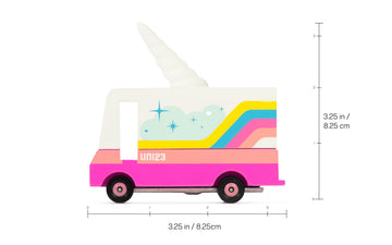 Candylab Toys CANDYCAR Wooden Food Truck Collection - Unicorn 2.0 Van enhanced Handcrafted Beech Wood Toy Car