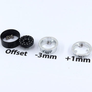 Hobbysoul Adjustable Offset 1.0 Rc Wheels Rims Silver Black & 1/24 Tires, Heavy 1.0 Beadlock Wheels And Tires For 1:24 Rc Crawle