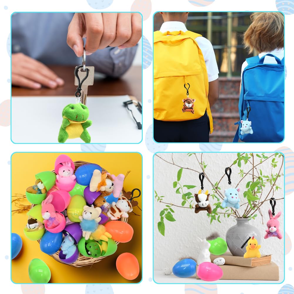 Lukbera 16Pcs Animals Keychains, Mini Assorted Animals Plush Toys For Kids Goodie Bag For Classroom Exchange Gifts