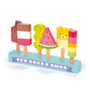Tender Leaf Toys - Ice Lolly Shop - 13 Pieces Pretend Food Play Toy with 6 Wooden Popsicles Ice Cream Bars - Encourage Role Play