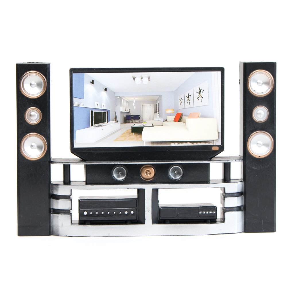 E-Ting Miniature Dollhouse Furniture Accessories Playset For 11.5-12 Inches Dolls (Hi-Fi Tv Cabinet Set)