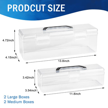 4 Pack Trading Cards Storage Boxes 2 Different Clear Plastic Playing Card Case Size for 400+ Toploaders and 5000+ Standard Cards Portable for Collectibles