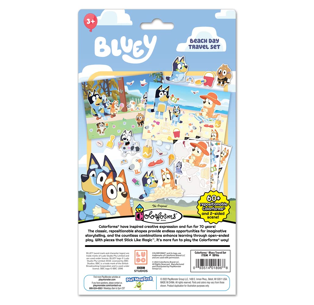Colorforms Travel Set - Repositionable Pieces Stick Like Magic - Scenes And Pieces From The Show Bluey For Storytelling Imaginat