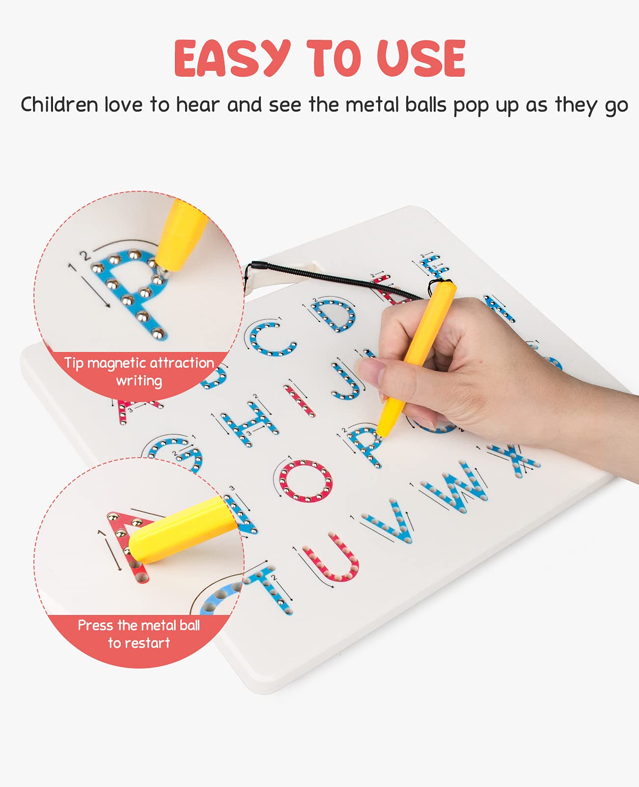 Gamenote Double Sided Magnetic Letter Board - 2 In 1 Alphabet Magnets Tracing Board For Toddlers Abc Letters Uppercase & Lowercase Practicing