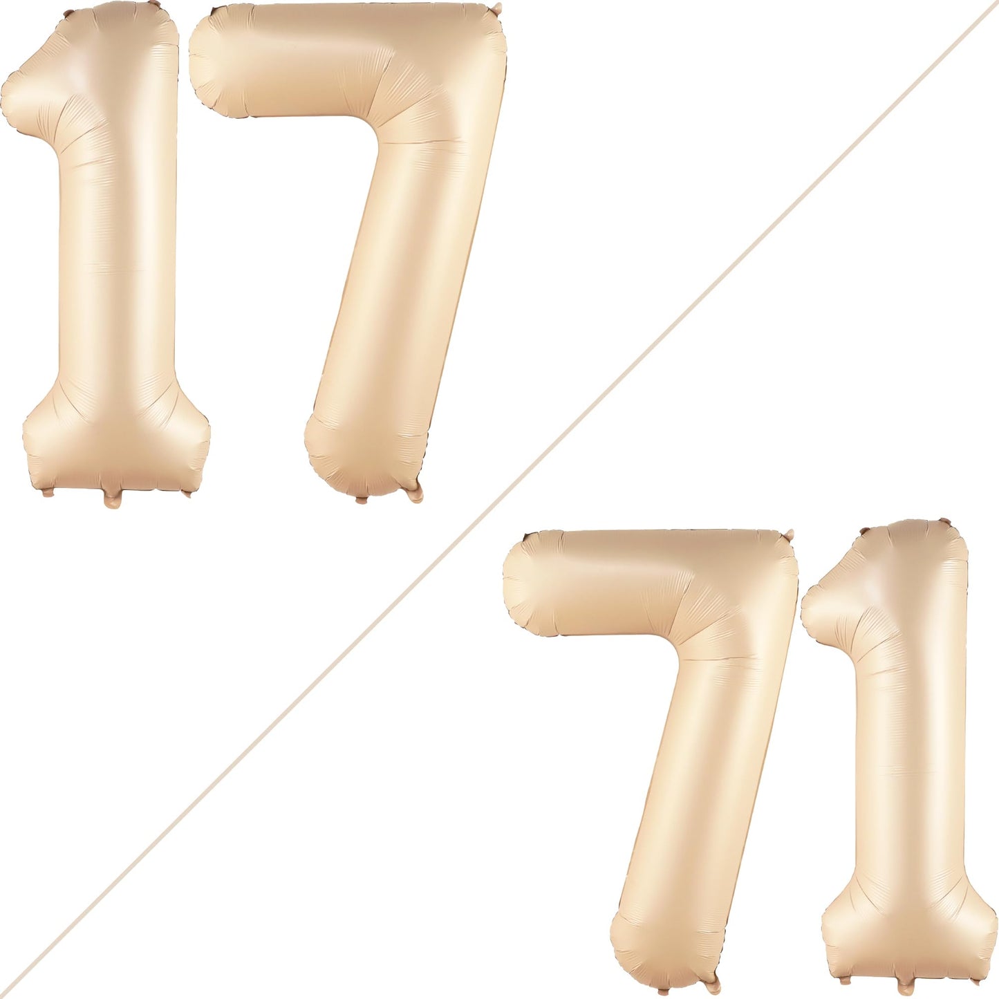Katchon, Giant Beige Caramel 17 Balloon Numbers - 40 Inch | Happy 17Th Birthday Decorations, 17 Birthday Balloons | Number 17 Balloons For Happy Birthday Decorations | 17 Number Balloons
