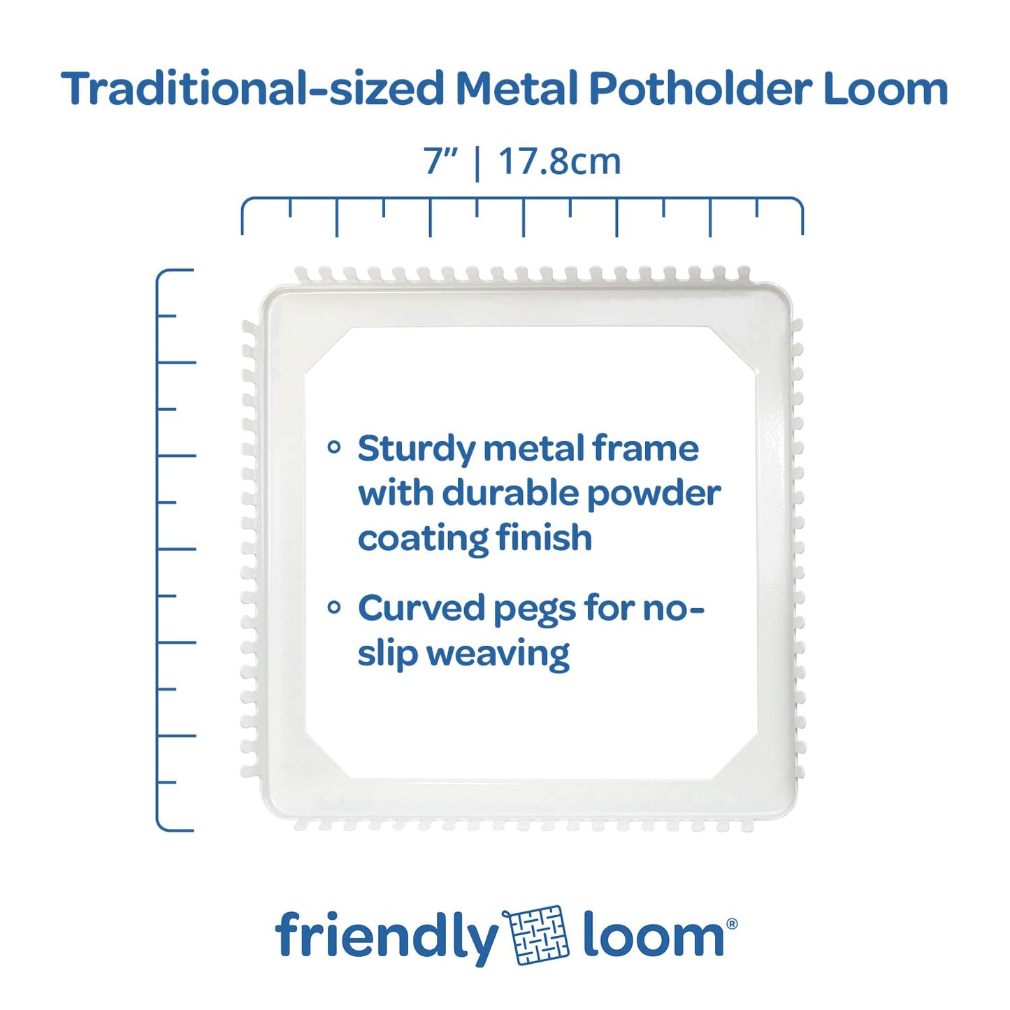 Harrisville Designs Potholder Weaving Kit - 7" Metal Loom, Cotton Loops, Multicolor - Weave 2 Potholders, Model F550