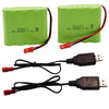 Blomiky 2 Pack JST 4.8V 800mAh Ni-Cd Rechargeable Battery Pack with JST Plug and 2 USB Charger Cable Replacment for Kolegend 1/1