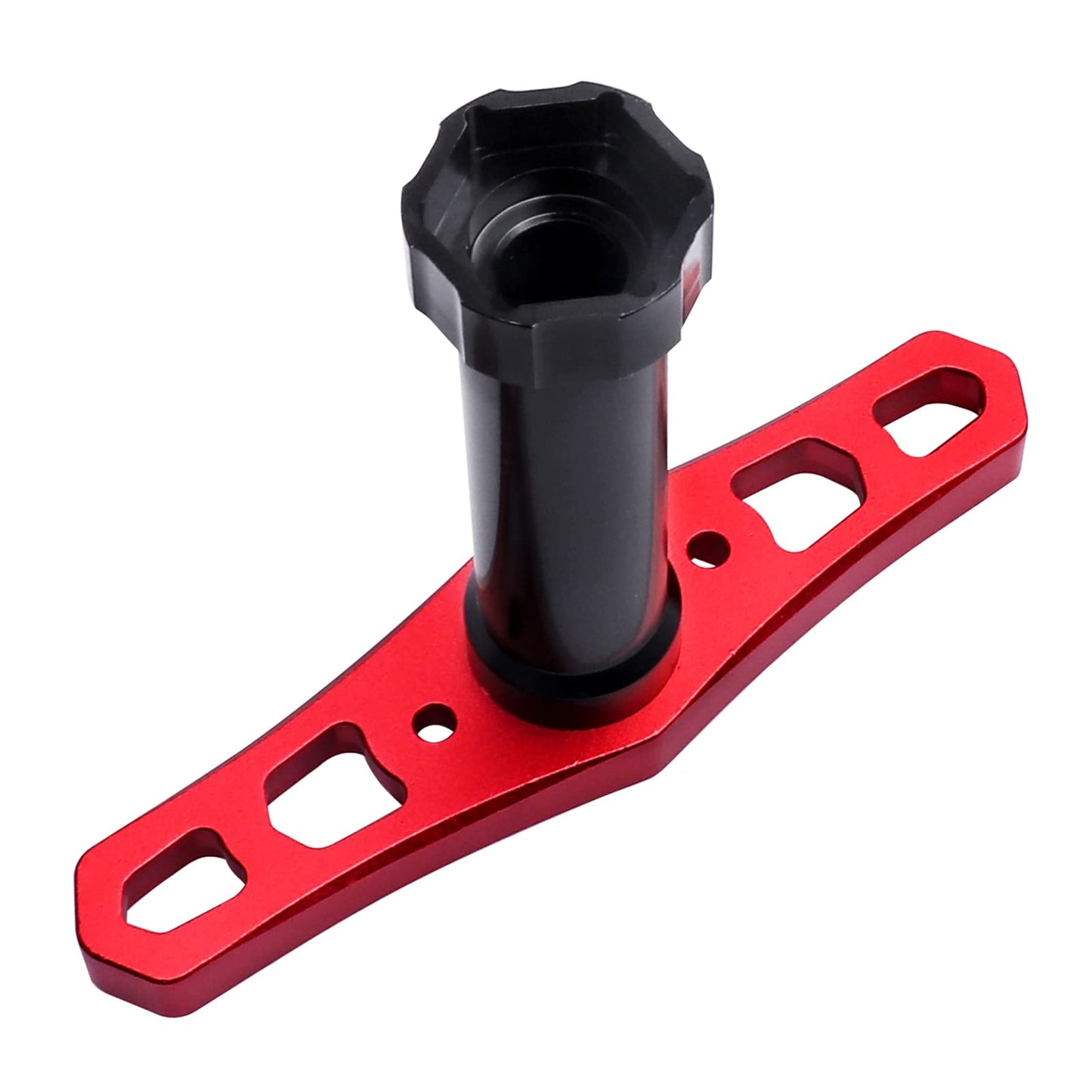 Hobbypark Aluminum 17Mm Hex Wheel Hubs & Nuts W/Wrench For 1/10 Scale Traxxas E-Revo, Revo 3.3, E-Maxx, Summit (With Red Adapter