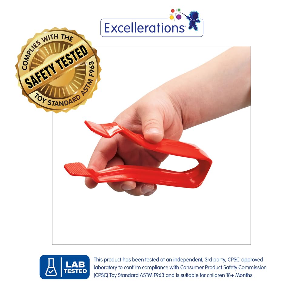 Excellerations Easy Squeeze Jumbo Tweezers 4-3/4 Inches L X 1-3/4 Inches W X 1 Inches H Set Of 12 For Preschool, Educational, Pr