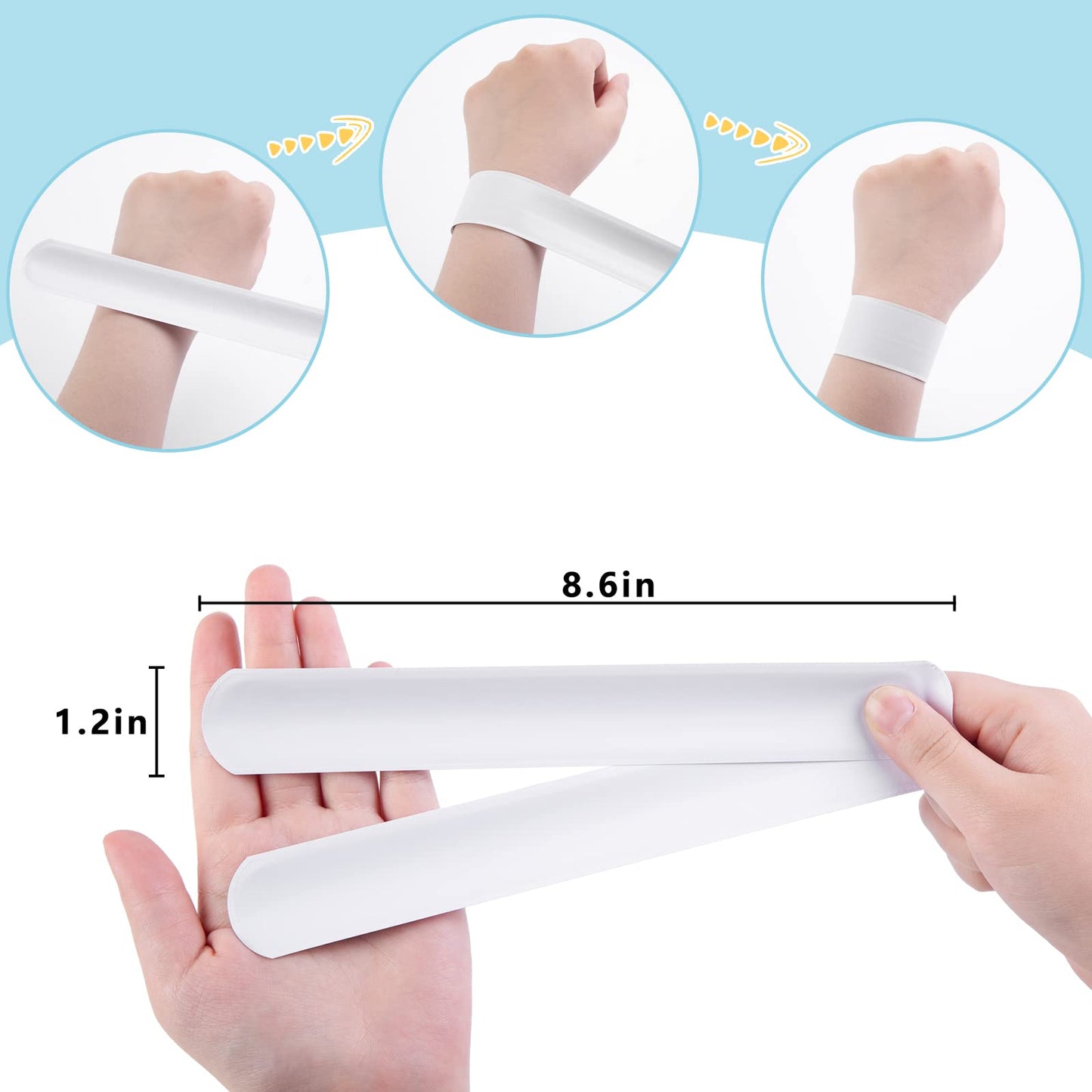 LovesTown 54PCS Slap Bracelets White, Party Slap Bracelets DIY Wrist Bands Bulk Blank Snap Band for Kids Birthday Party Favors S
