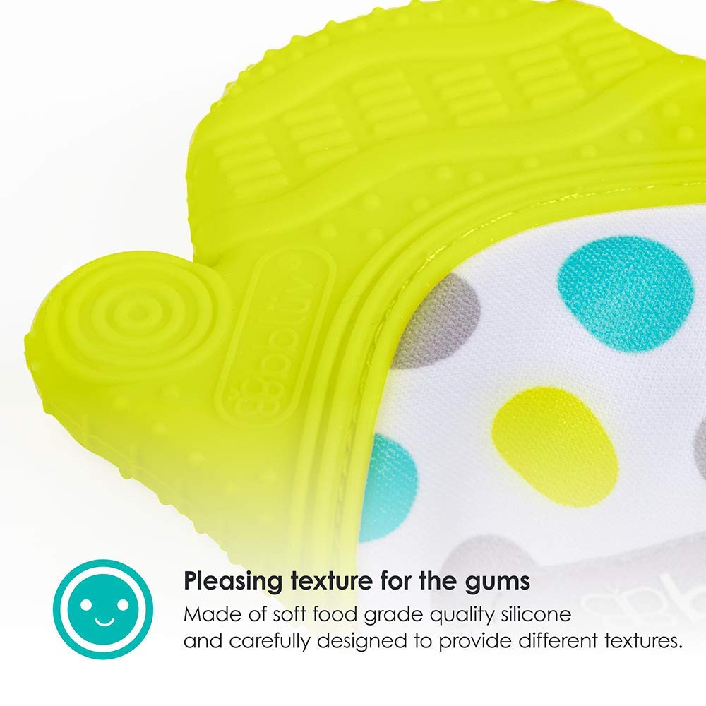 Bblv - Glv - Original Silicone Baby Teething Mitten With Opposable Thumb, Self Soothing Teether Toy, Includes A Storage Bag (Aqu