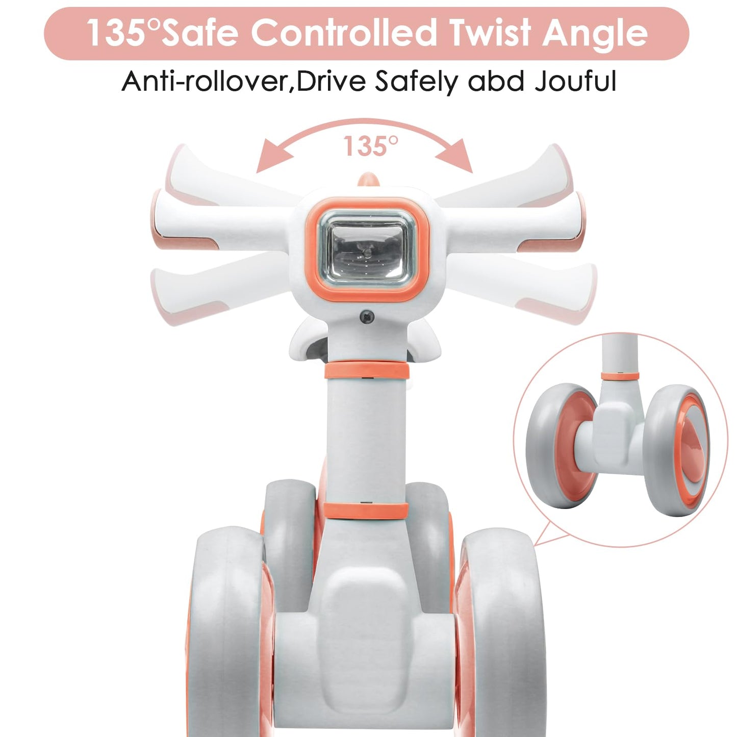 Wisimmall Baby Balance Bike For 1 Years Old Boys Girls, No Pedal Toddler Balance Bike, Adjustable Seat & Headlights Music, 10-36