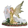 Stealstreet Ss-G-91851, 7 Inch Green Fairy Kneeling With White Unicorn Statue Figurine, 7'