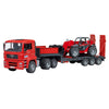 Bruder Man TGA Low Loader Truck with Manitou Loader - Red, Model 02774, Plastic Construction