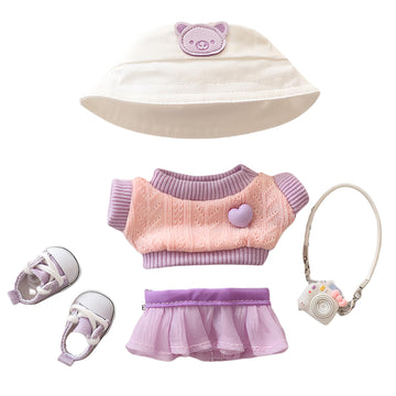 Mrwtesio Doll Clothes for Lububu enhanced 5-Piece Lububu Outfits Set 7 Inch Lububu Clothing Accessories (No Doll) (Purple)