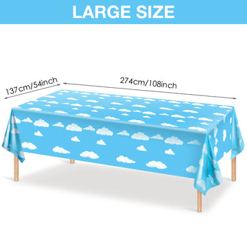 Tatuo Blue Sky White Clouds Birthday Party Supplies Cartoon Story Tablecloth Party Table Cover Cartoon Table Banner For Baby Kids Shower Birthday Decorations, 54 X 108 Inch(2 Pieces)