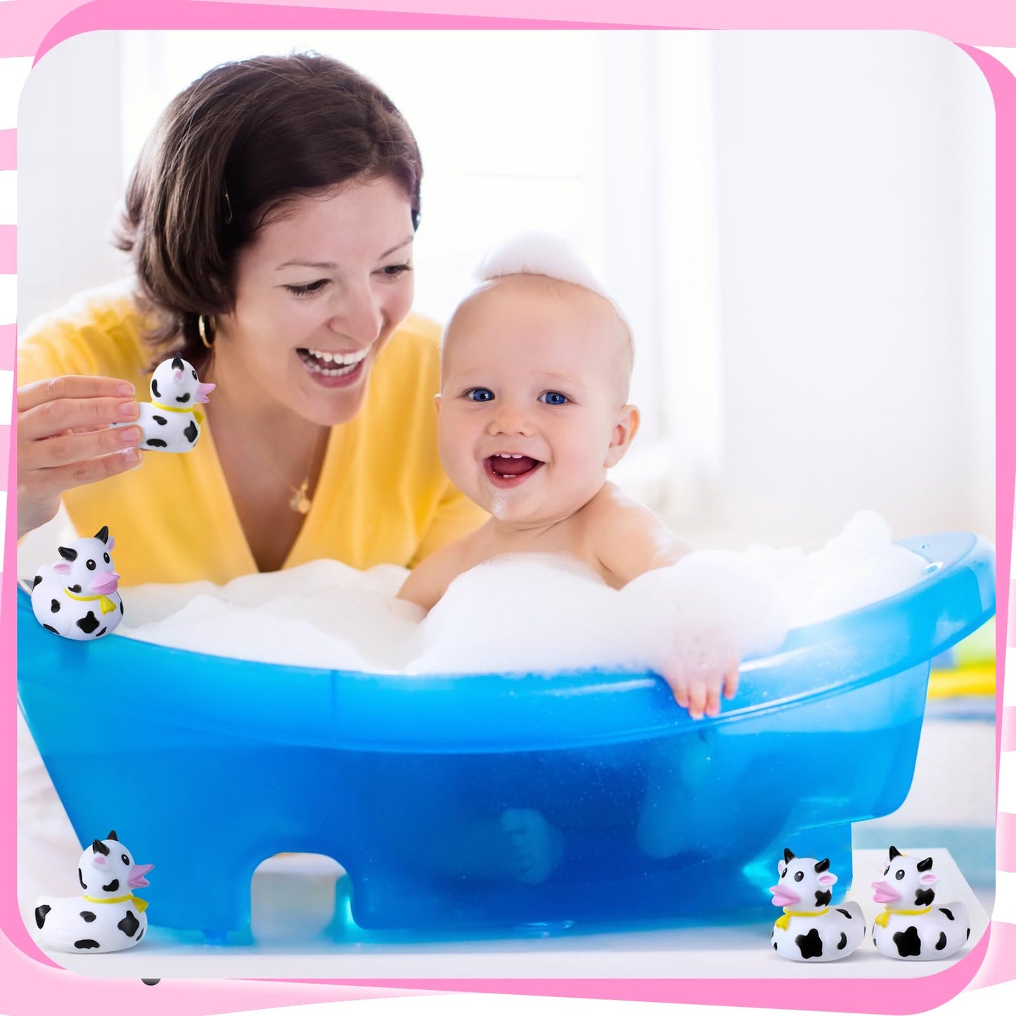 Relaxgiant 48 Pcs Cow Ducks Mini Cow Rubber Ducks Bulk Cow Print Duck For Birthday Party Favors Baby Shower Kids Boys Girls Bath