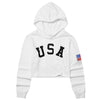 Usa Flag Crop Top For Girls Long Sleeve Indepence Day Cropped Hoodie White 6T 7T