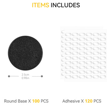 100Pcs Miniature Bases With 120Pcs Adhesive, 25Mm/0.98Inch Black Round Plastic Model Bases For Gaming Miniatures Or Wargames Boa