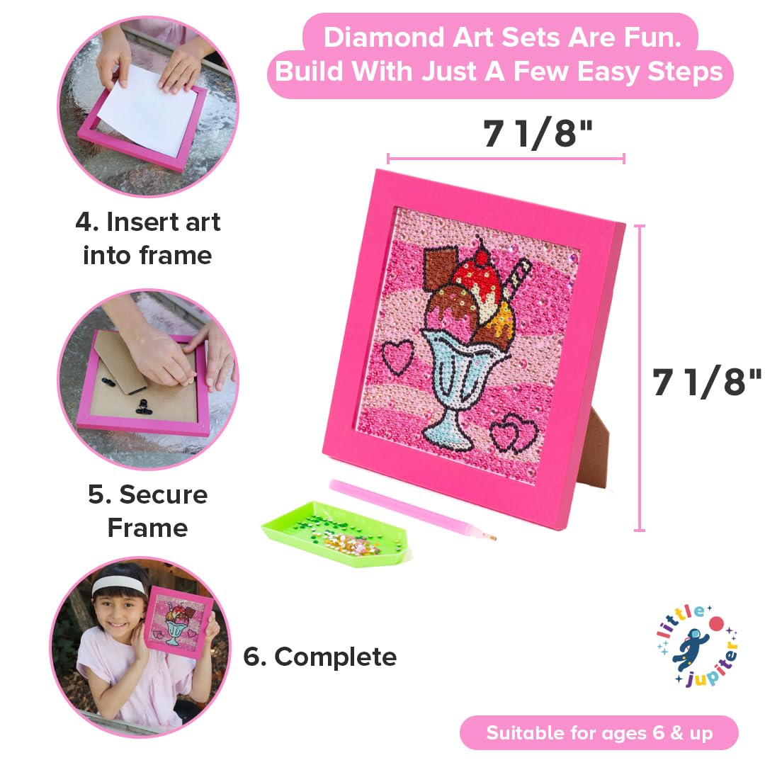 Little Jupiter Diamond Art Kits for Kids w/ 7 1/8 x 7 1/8 Frame - Kids Diamond Art - Kids Diamond Art Kits - Kids Diamond Art