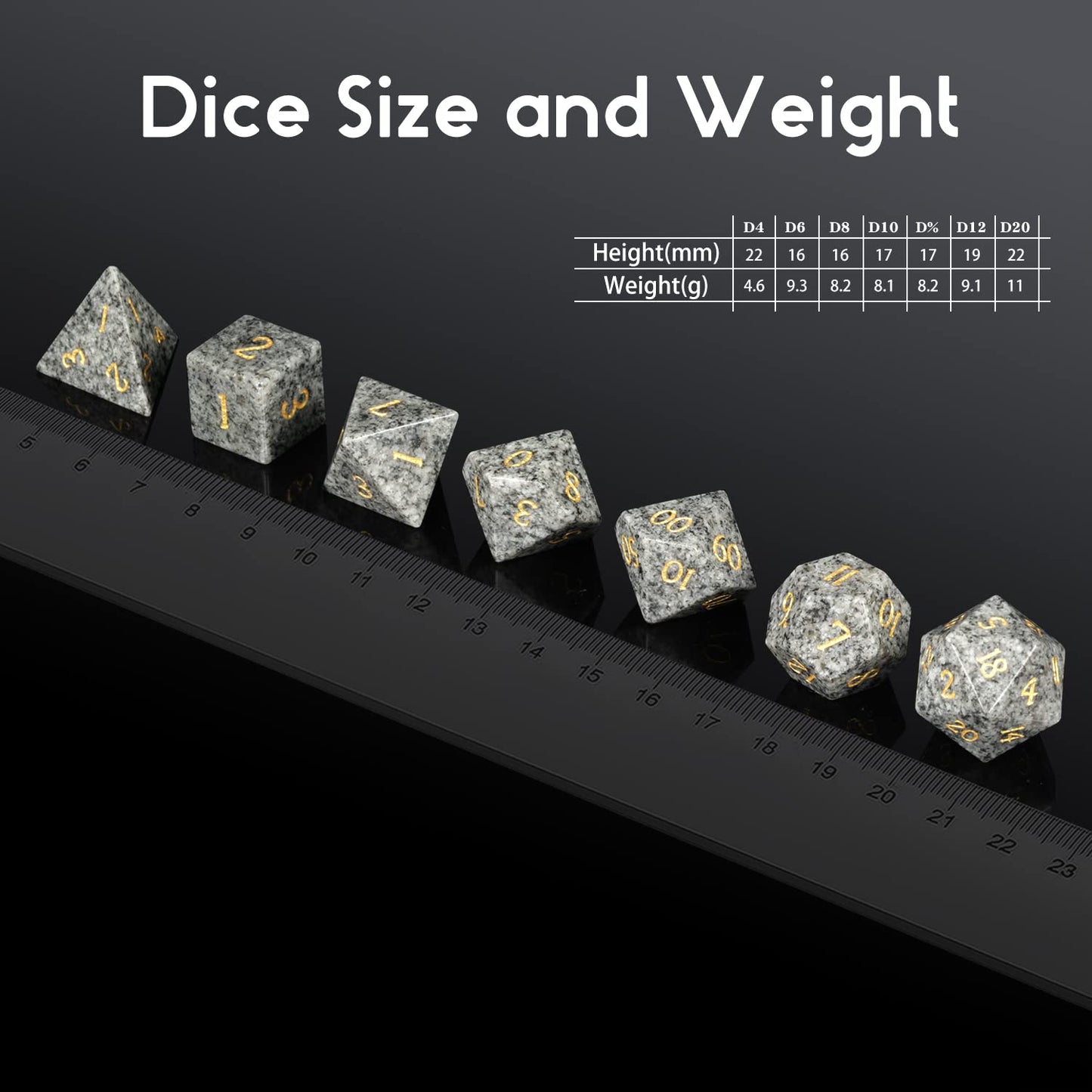 DNDND Soapstone Dice Set D&D Natural Stone Handmade Dice Set with Grogeous Gift Case for DND Tabletop Game (Soapstone)