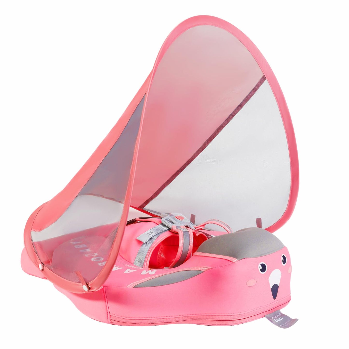 GENTEACO Mambobaby Baby Pool Float with Removable Canopy 3-24 Months Baby Float Non-Inflatable Infant Swim Float Add Tail Avoid