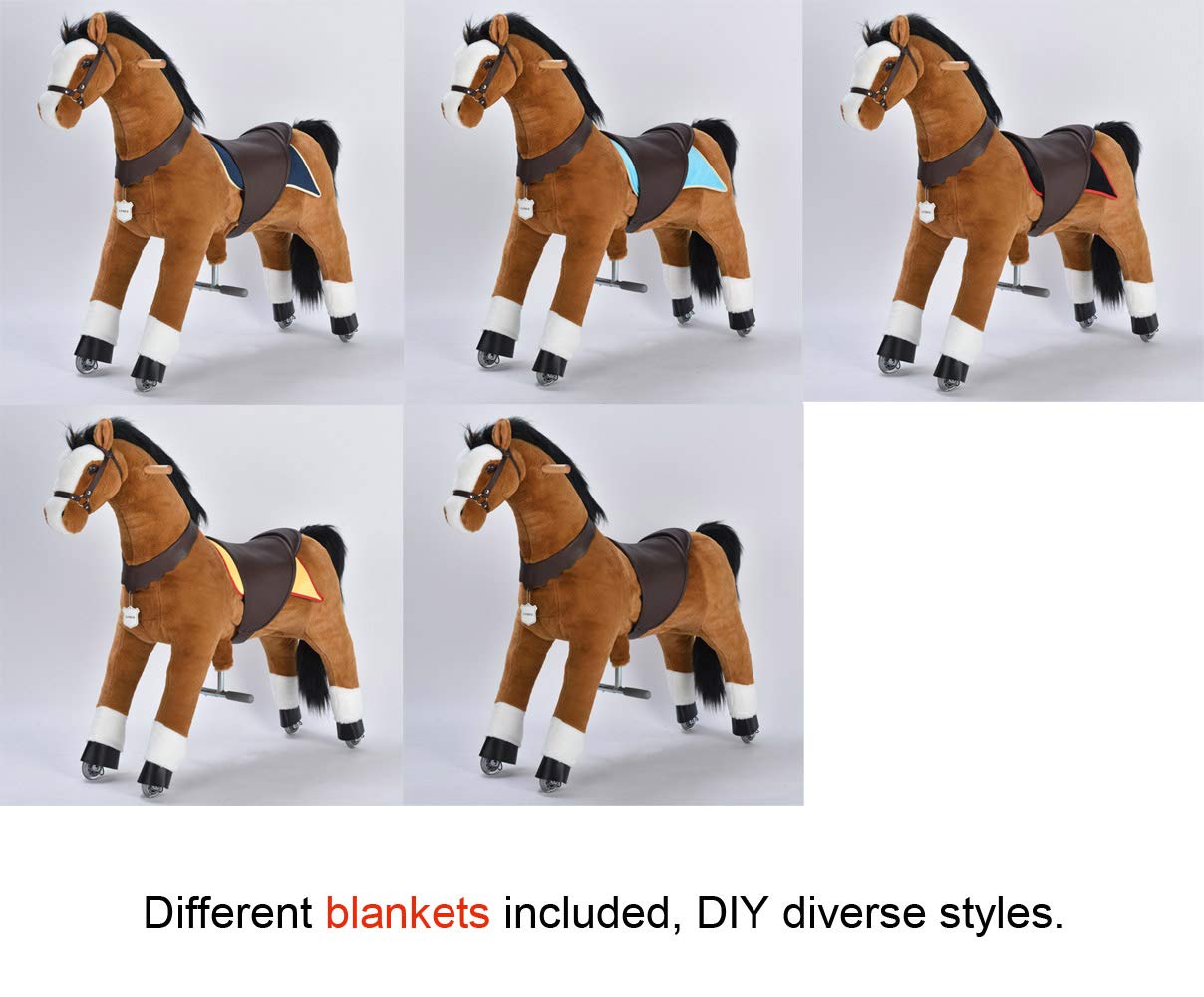 Ufree Large Mechanical Rocking Horse Toy for Kids and Adults - 44" Steel Construction, Black Mane and Tail, Model ZRW-JXM01-SBN07