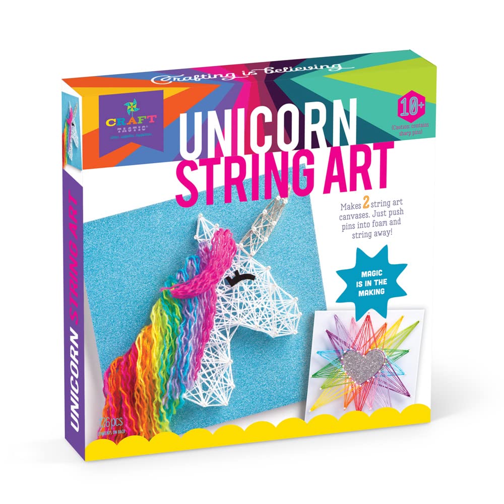 Crafttastic String Art Craft Kit Makes 2 Large Canvases Unicorn Edition