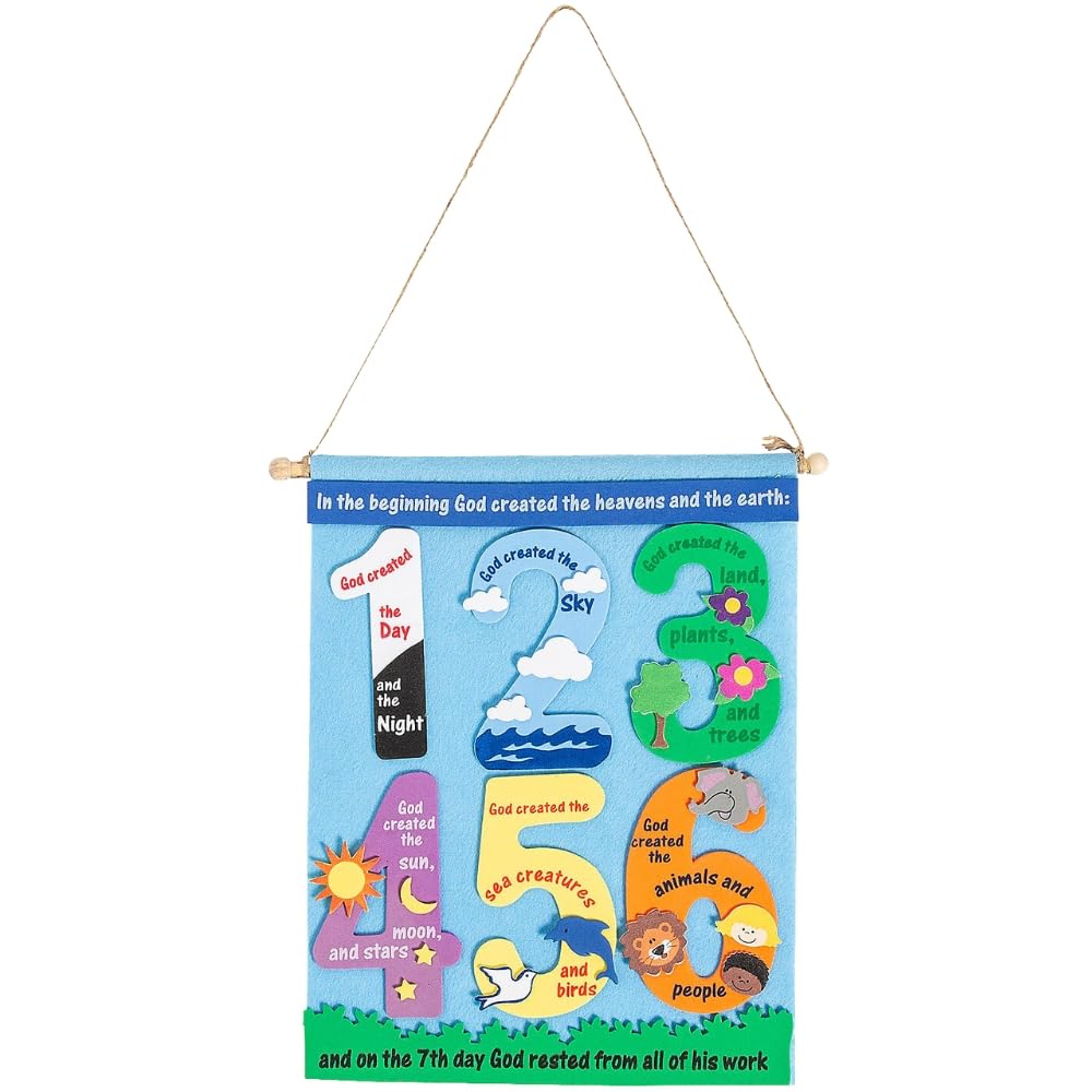 Fun Express Creation Banner Craft Kit - Makes 12 - Crafts for Kids and Fun Home Activities - Sunday School Wall Decor - Religiou