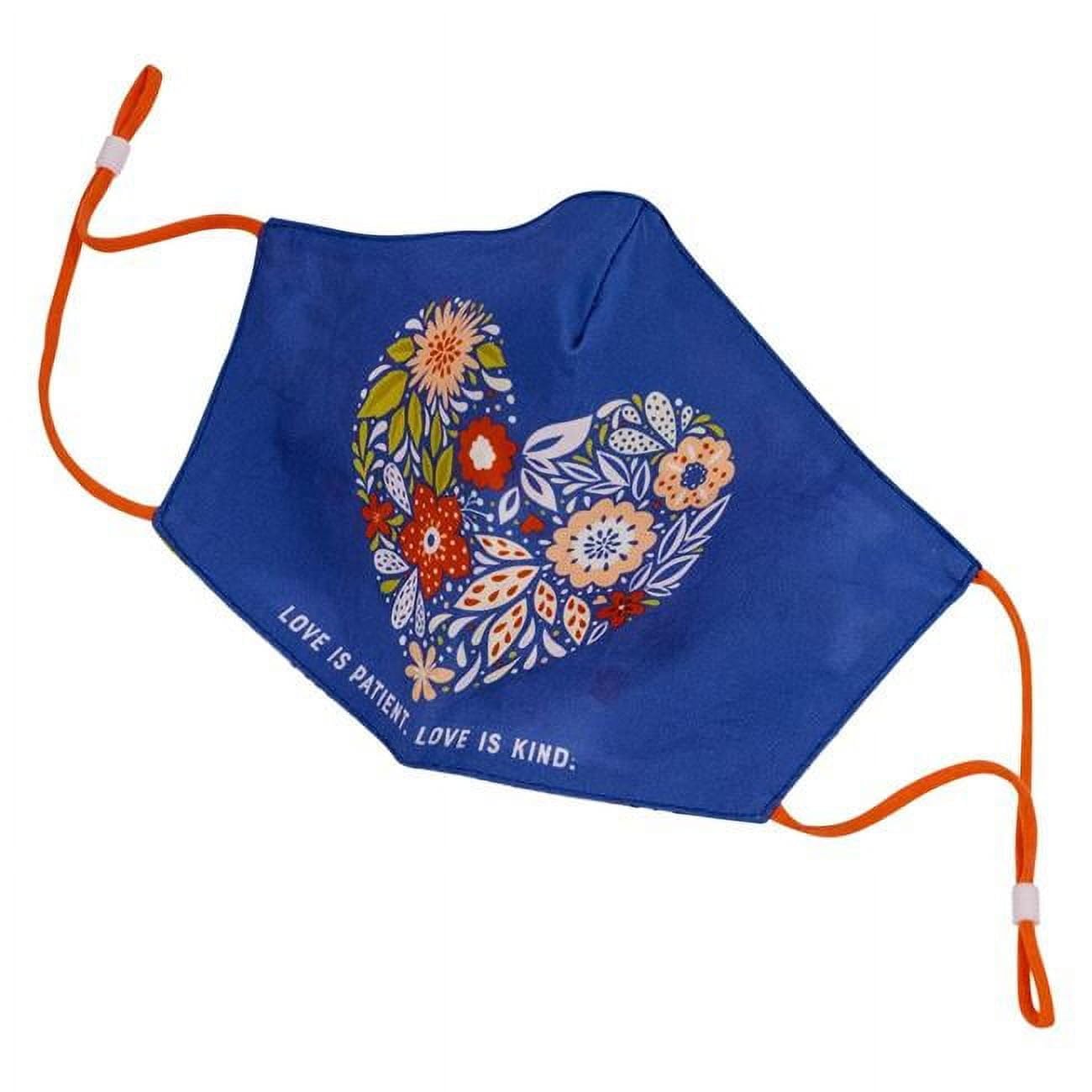 Love Is Patient Love Is Kind Face Mask Blue - Floral Heart Design
