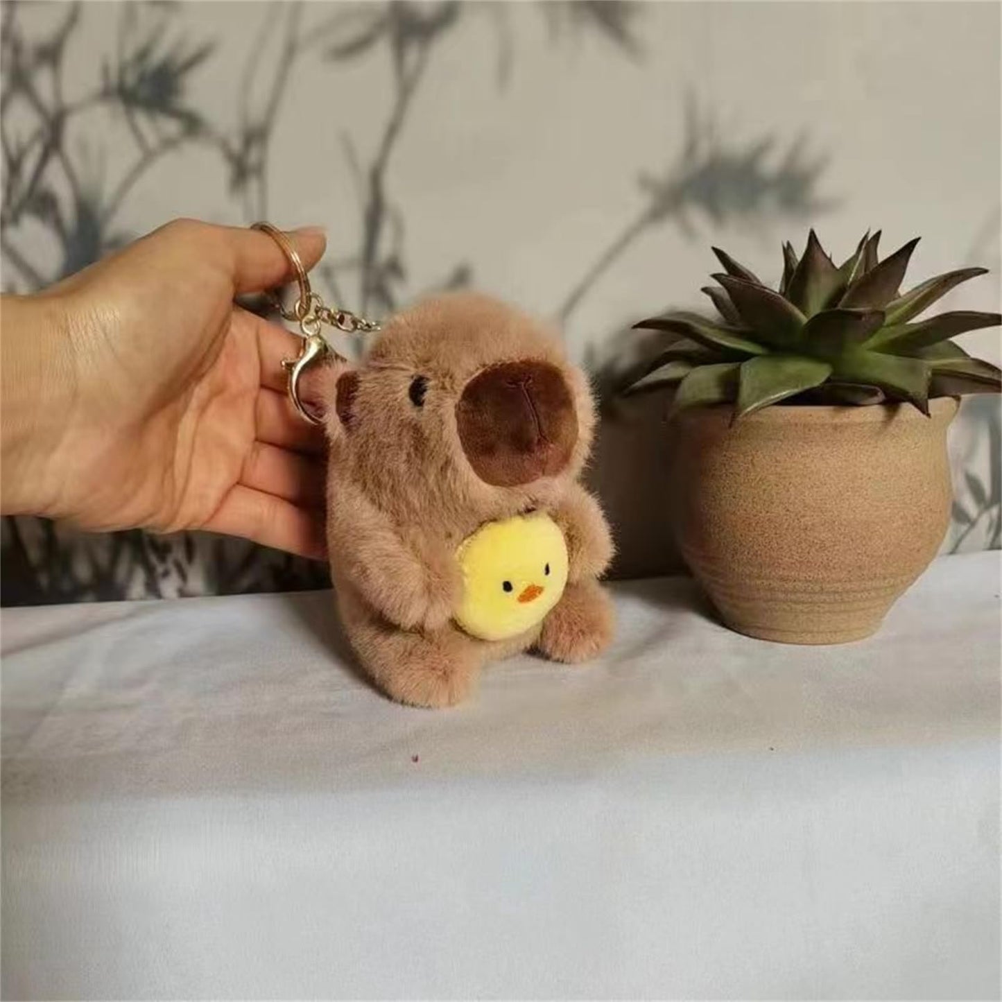 Yopcuvi 3 Pcs Capybara Plush Keychain, Animals Toy Capybara Pendant For Backpack, Cute Bag Pendant, Creative Fluffy Animals Keyr