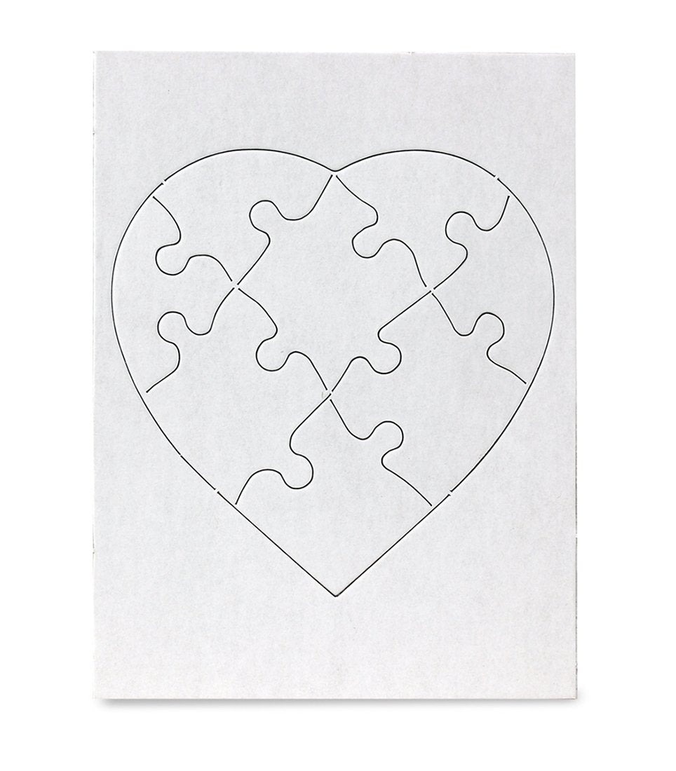 Hygloss Products 12 Blank Heart Puzzles - 8.5 X 9.5 Inches With Surrounding Frame - Ideal For Valentines Day Crafts - Write, Dra