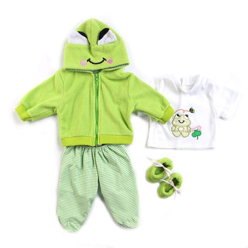 Reborn Baby Girl Boy Dolls Clothes 22 Inch 4 Pcs Sets Green Frog Outfit Fit 20-22' Newborn Dolls Clothes Accessories