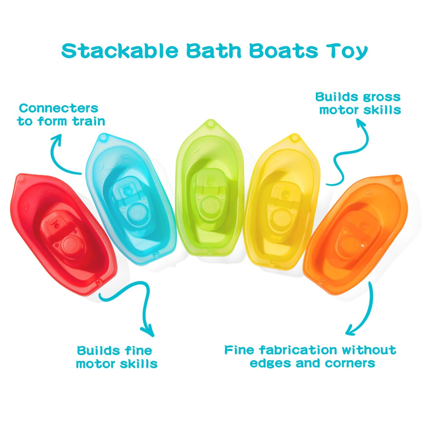 Baby Bath Toys For Kids Ages 1-3, 11 Pcs Mold Free Toddler Bath Toys For 2-4 Bathtub Water Table Pool Toys Rainbow Stackable Boats And Spoons For Babies 6-12 Months Early Learning Educational Gift