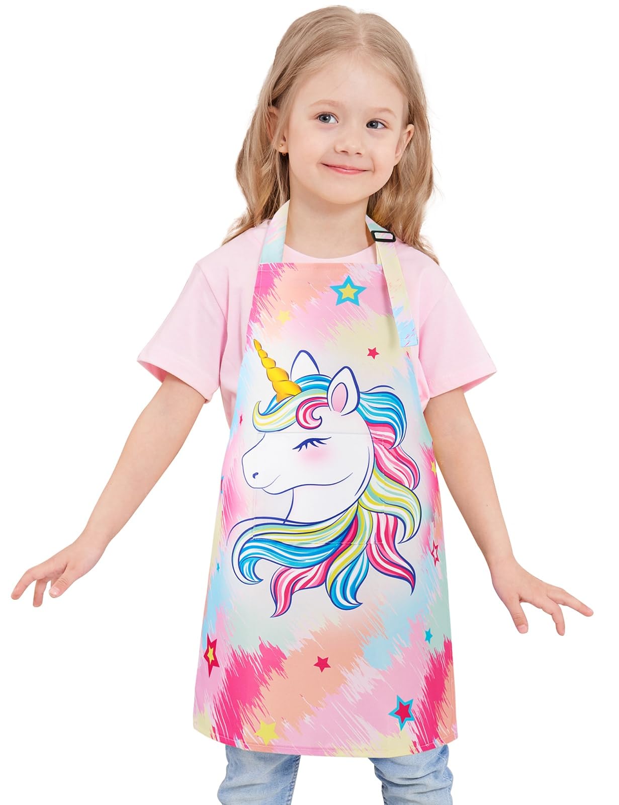 Wernnsai Kids Aprons - Unicorn Art Aprons For Girls Kids Waterproof Toddler Chef Aprons Cooking Baking Painting Gardening Apron For Kids With Pocket Kitchen Classroom Art Smocks Age 2-5 Years