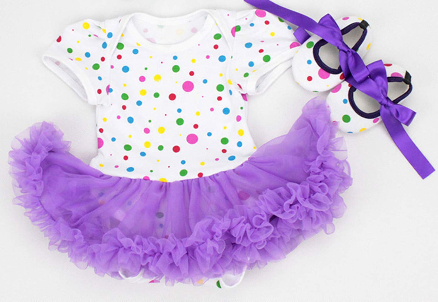 Reborn Baby Doll Clothes Outfit For 20-23 Inch Reborns Newborn Babies Matching Clothing Purple Dot Tutu Dress Four-Piece Set