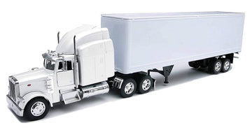 Peterbilt 379 Truck with Dry Goods Trailer White ''Long Haul Trucker'' Series 1/32 Diecast Model by New Ray